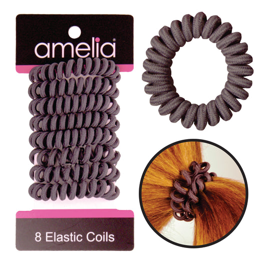 Amelia Beauty, 8 Small Fabric Wrapped Elastic Hair Coils, 1.75in Diameter Spiral Hair Ties, Gentle on Hair, Strong Hold and Minimizes Dents and Creases, Grey