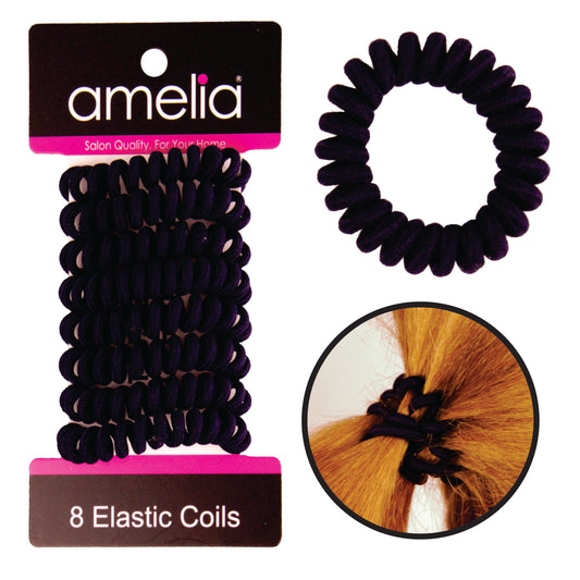 Amelia Beauty, 8 Small Fabric Wrapped Elastic Hair Coils, 1.75in Diameter Spiral Hair Ties, Gentle on Hair, Strong Hold and Minimizes Dents and Creases, Navy Blue