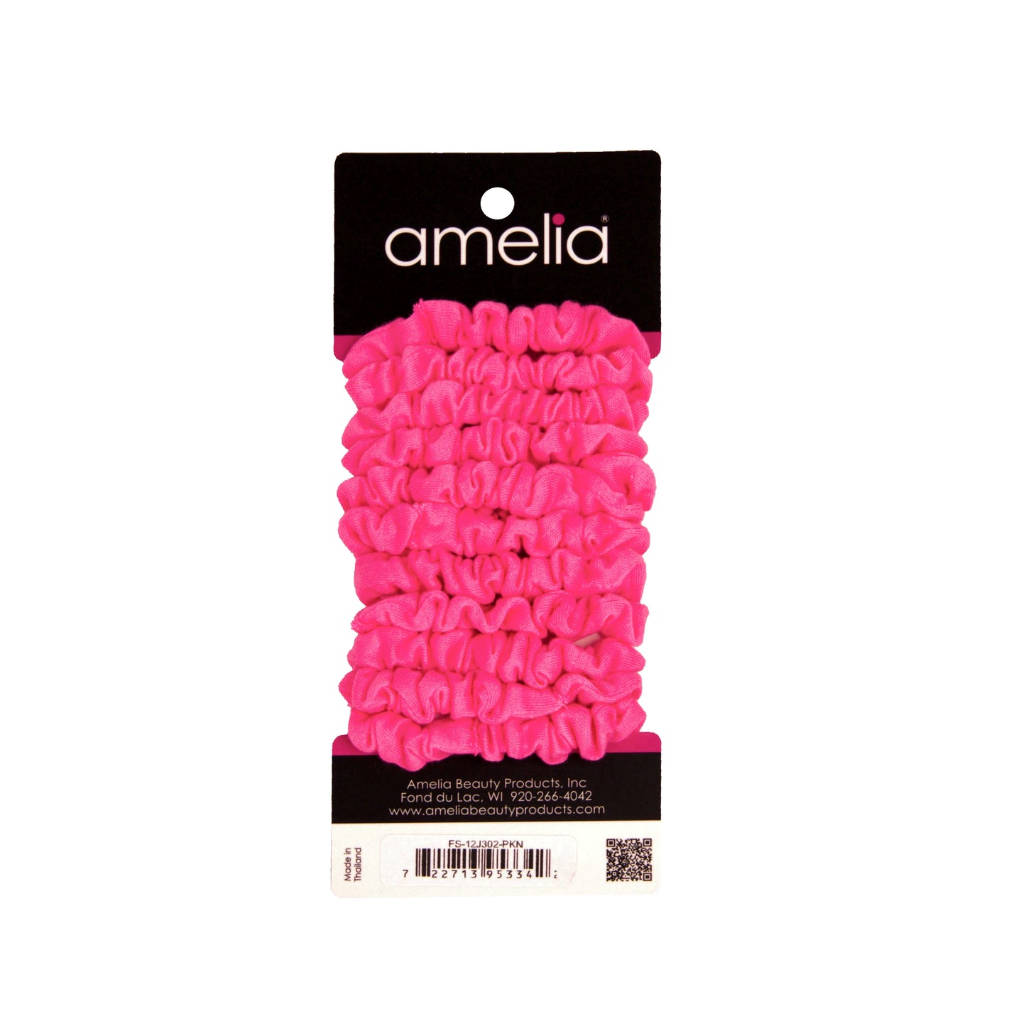 Amelia Beauty, Neon Pink Jersey Scrunchies, 2.25in Diameter, Gentle on Hair, Strong Hold, No Snag, No Dents or Creases. 12 Pack