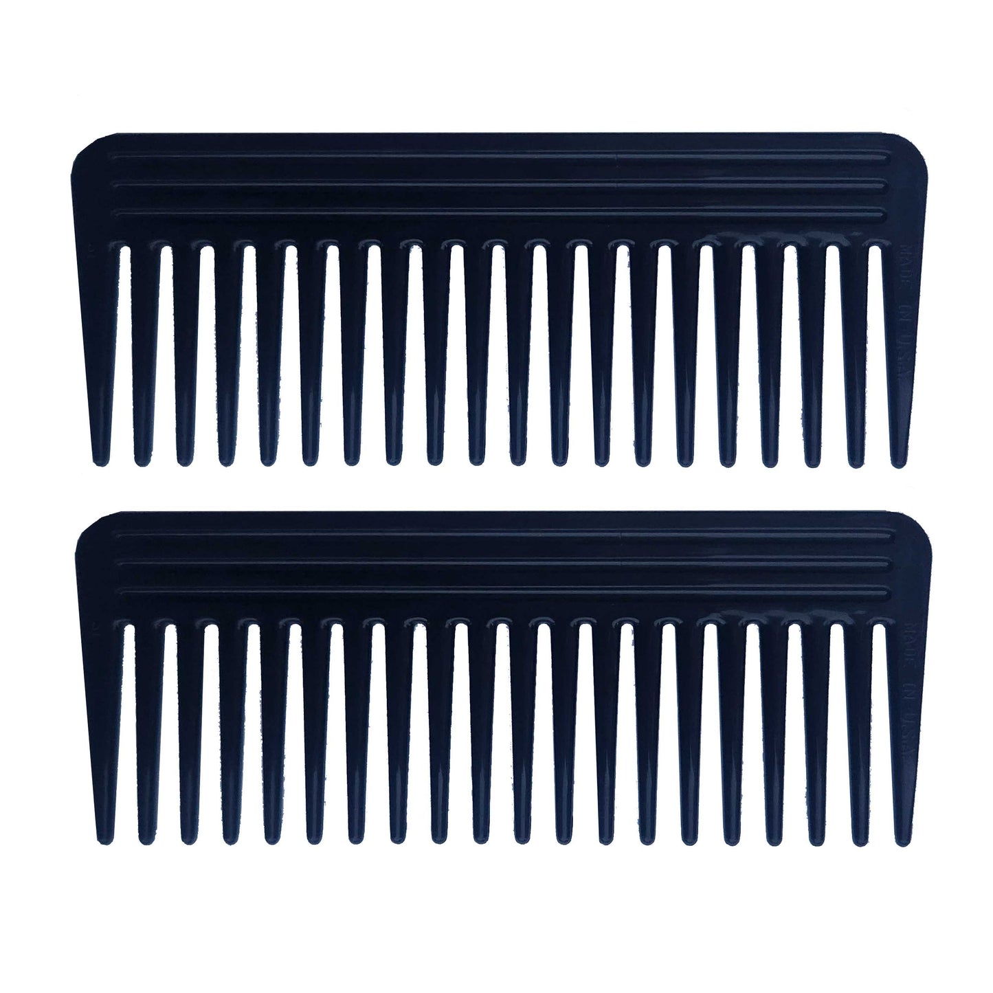 Amelia Beauty, 6in Black Plastic Wide Tooth Detangling Rake Comb, Made in USA, Professional Grade Comb,  Portable Salon Barber Shop Black Everyday Styling Rake Comb Hair Styling Tool, 6"x2.25", 2 Pack