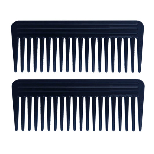 Amelia Beauty, 6in Black Plastic Wide Tooth Detangling Rake Comb, Made in USA, Professional Grade Comb,  Portable Salon Barber Shop Black Everyday Styling Rake Comb Hair Styling Tool, 6"x2.25", 2 Pack