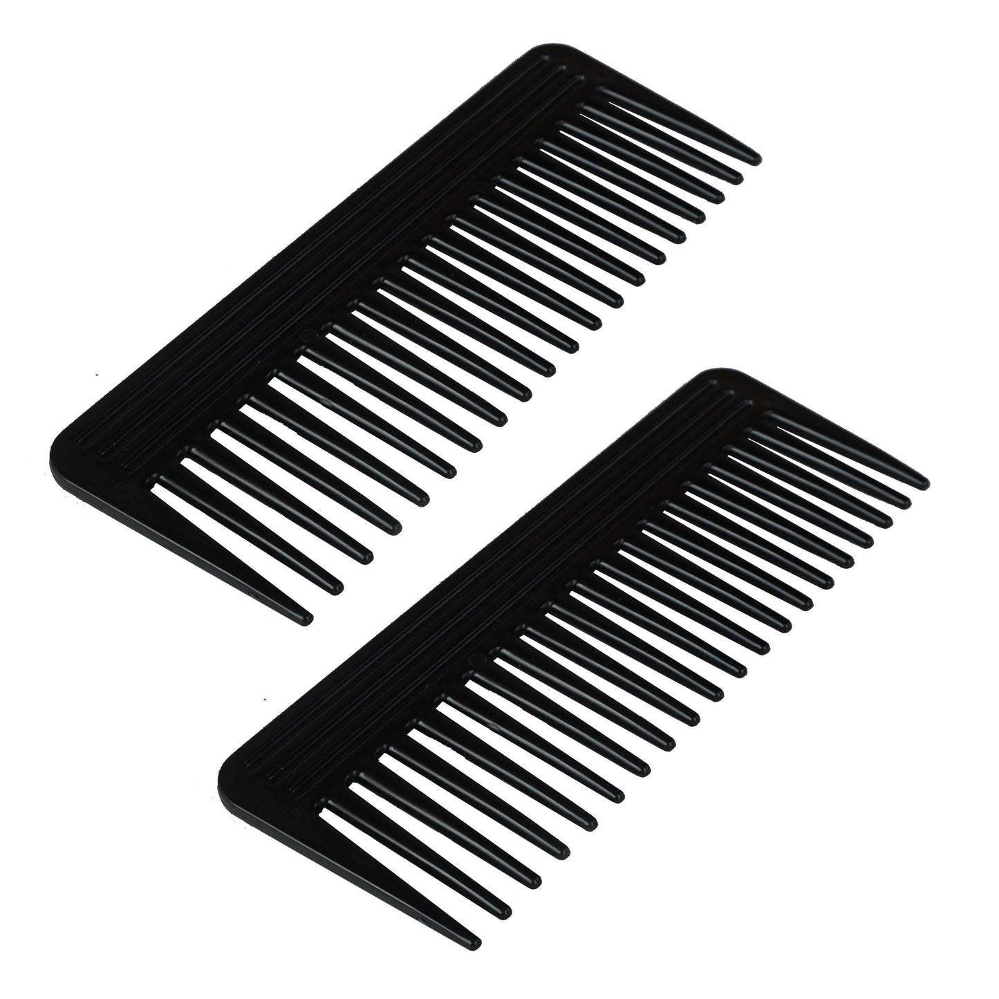 Amelia Beauty, 6in Black Plastic Wide Tooth Detangling Rake Comb, Made in USA, Professional Grade Comb,  Portable Salon Barber Shop Black Everyday Styling Rake Comb Hair Styling Tool, 6"x2.25", 2 Pack