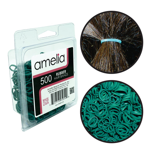 Amelia Beauty | 1/2in, Green, Elastic Rubber Band Pony Tail Holders | Made in USA, Ideal for Ponytails, Braids, Twists, Dreadlocks, Styling Accessories for Women, Men and Girls | 500 Pack