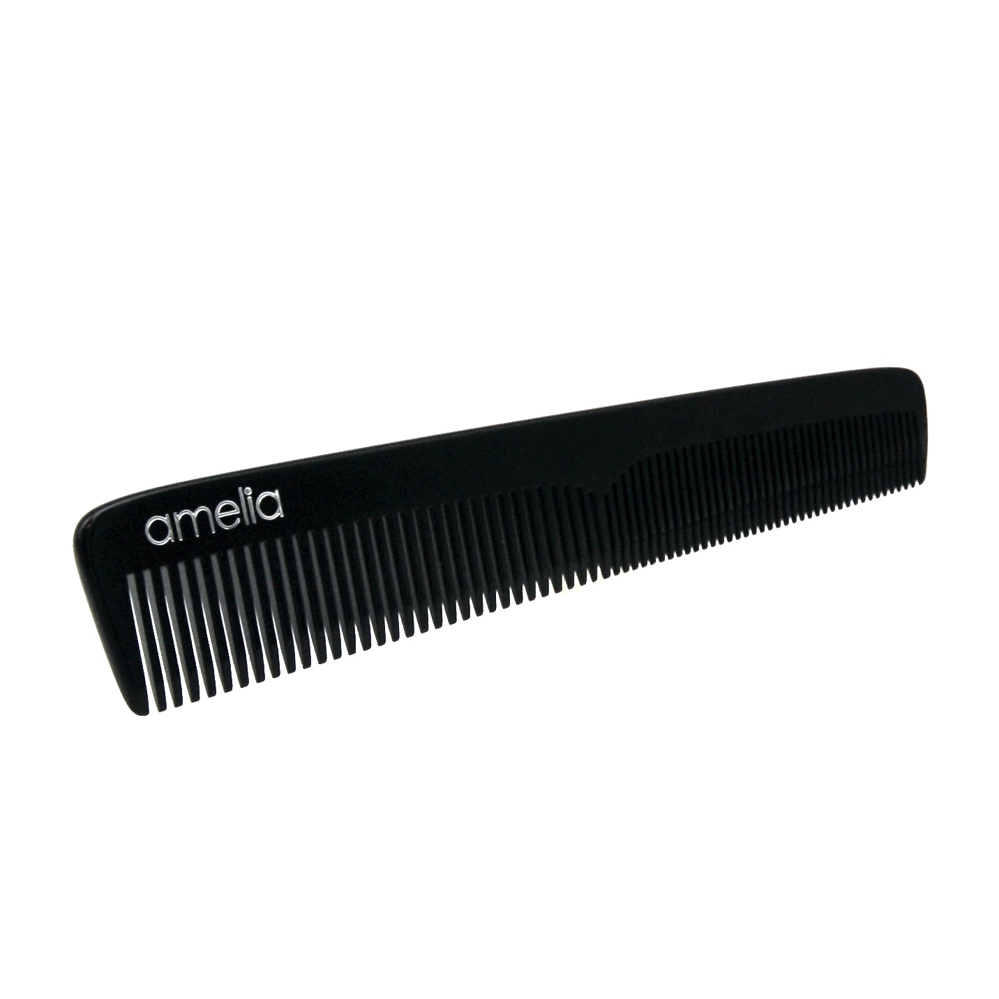 Amelia Beauty Cellulose Acetate 7in Styling Comb, Handmade, Smooth Edges, Eco-Friendly Plant Based Material, Fine and Course Teeth - Black Color