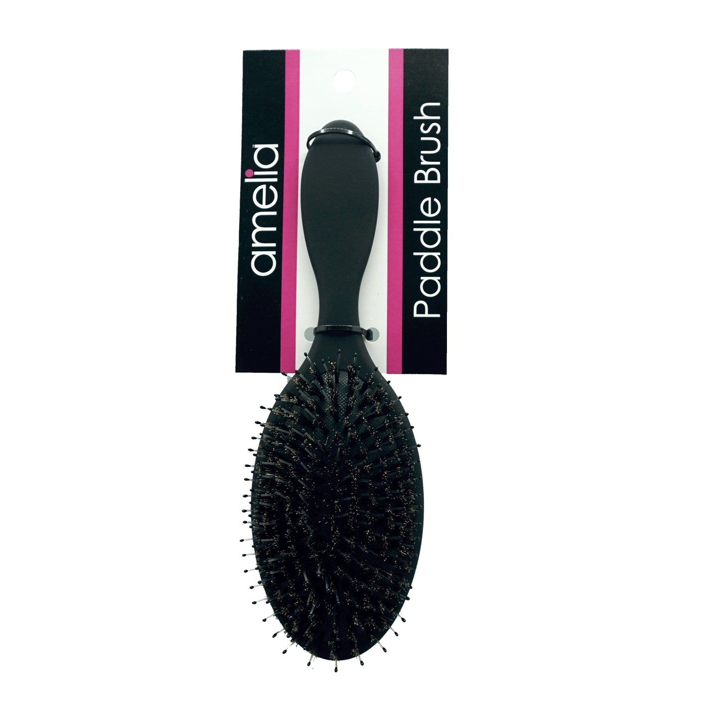 8.5in Paddle Cushion Brush - Nylon and Boar Bristles, Black