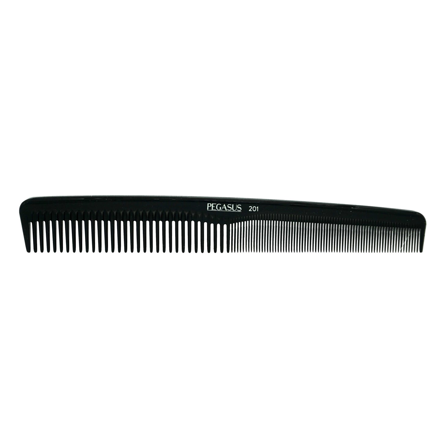 Pegasus 201, 7in Hard Rubber Hair Detangling/Trimmer Comb, Handmade, Seamless, Smooth Edges, Anti Static, Heat and Chemically Resistant, Wet Hair, Everyday Grooming Comb | Peines de goma dura - Black