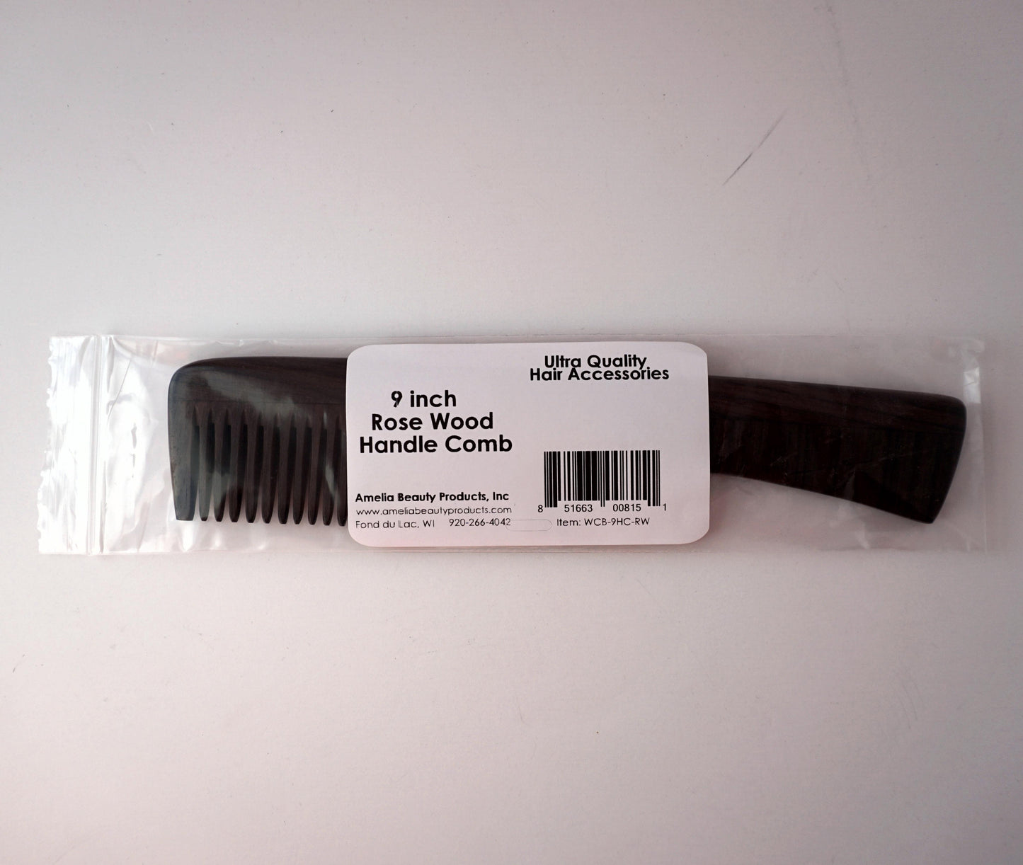 9in Rose Wood Handle Comb - CLOSEOUT, LIMITED STOCK AVAILABLE